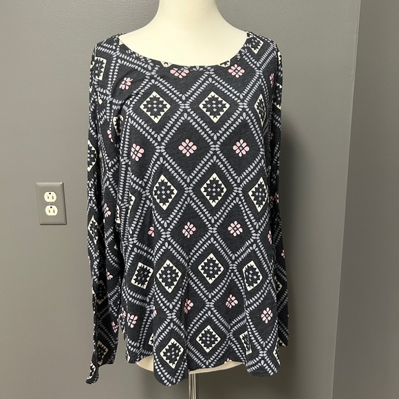 Sonoma Tops - Sonoma Womens Everyday Tee Long Sleeve Grey Blue Pink Cream Geo Floral XL EUC